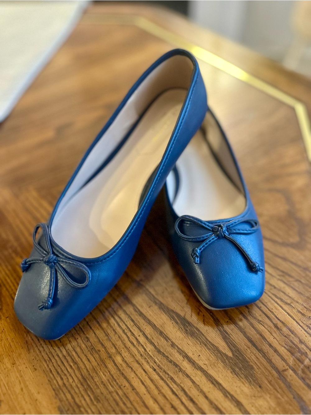Liz Claiborne Navy Square-Toe Ballet Flats with Bow